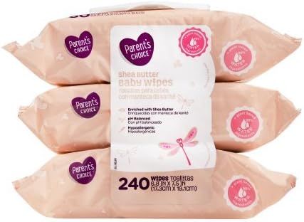 Parents Choice - Baby Wipes - Shea Butter - 3 Packs of 80