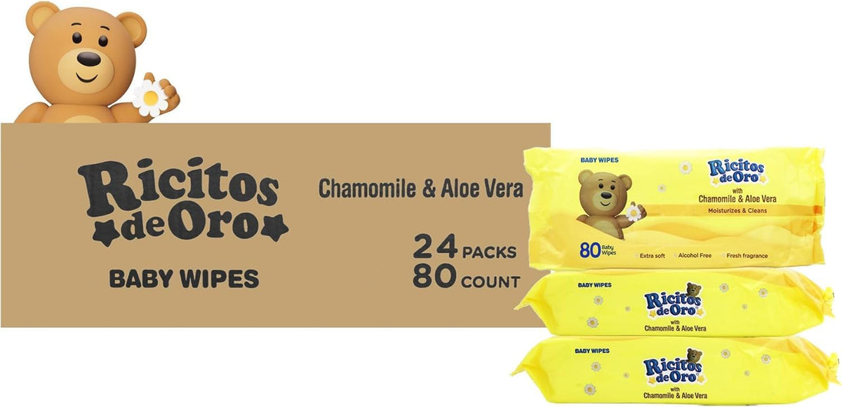Ricitos de Oro Baby Wipes | Chamomile & Aloe Vera | 80 ct | 6-Pack