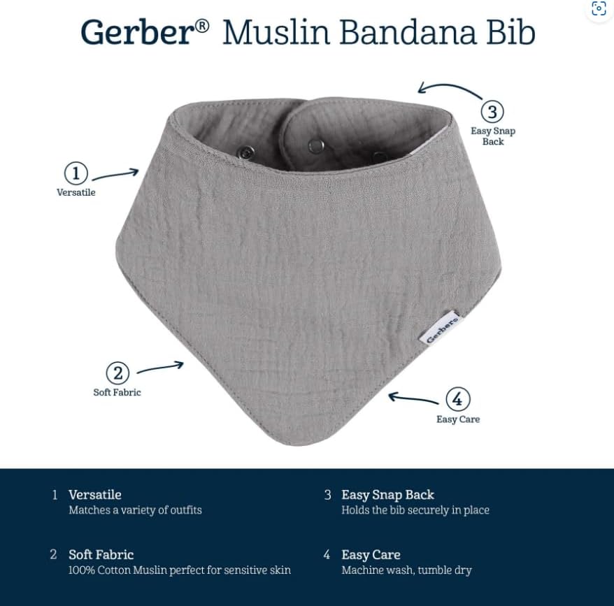 Gerber Baby Boys & Girls Muslin Bandana Bibs
