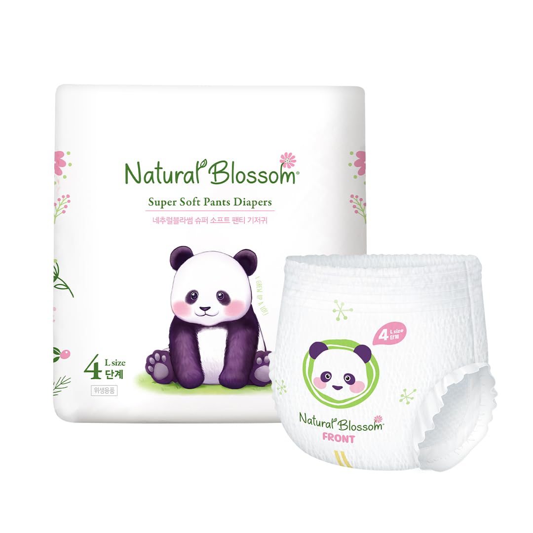 Natural Blossom Pull-On Baby Diapers | Ultra-Slim, Hypoallergenic, Super Soft, Vegan | Size 5 (3T-4T, 26-37 lbs) | 88 Count