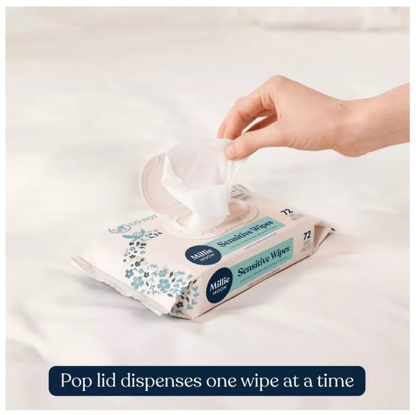 Millie Moon Sensitive Baby Wipes ~ (648 Count) ~ (9 Packs Of 72 Wipes) ~ (1Box)
