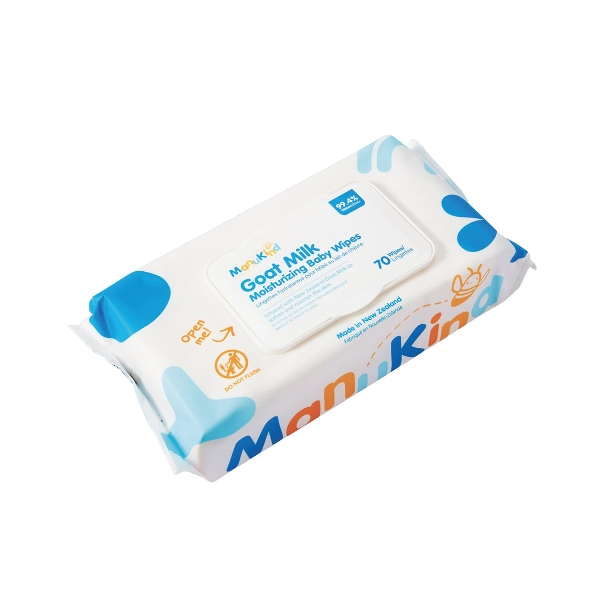 ManuKind Goat Milk Infused Baby Wipes, Ultra Gentle, 100% Bamboo Fiber, Soft Comfort for Sensitive Skin, Dermatologist Tested, Made in New Zealand, 70 x 6 Bags