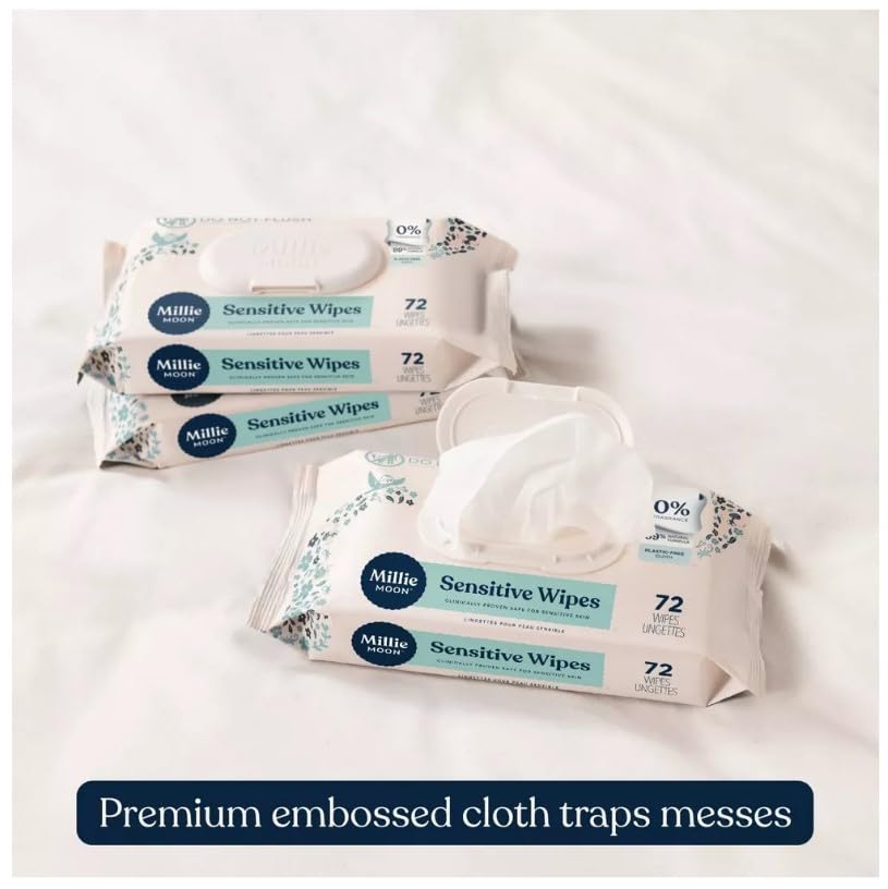Millie Moon Sensitive Baby Wipes ~ (648 Count) ~ (9 Packs Of 72 Wipes) ~ (1Box)