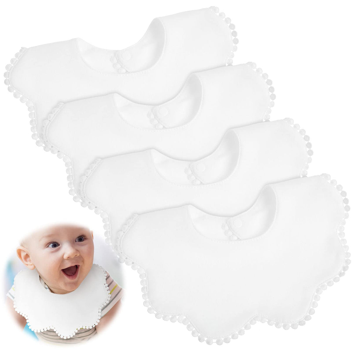 JenPen Pcs White Baby Girl Bibs Bandana Muslin 360 Drool Teething