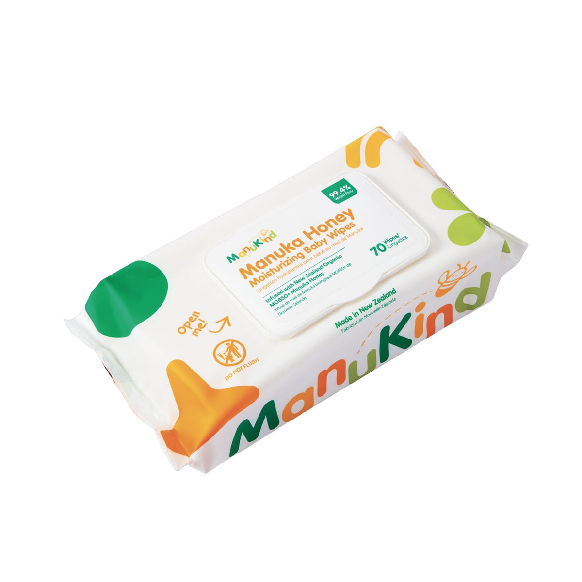 ManuKind Goat Milk Infused Baby Wipes, Ultra Gentle, 100% Bamboo Fiber, Soft Comfort for Sensitive Skin, Dermatologist Tested, Made in New Zealand, 70 x 6 Bags