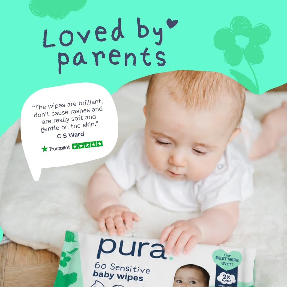 Pura Baby Wipes Unscented 600 Count Sensitive Skin with Aloe Vera