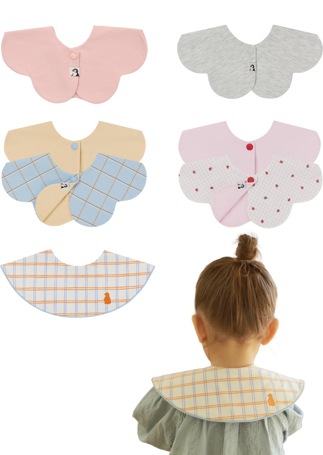 Konny Baby Bib 3/5/7-Pack Set, 360 ° Rotate, Soft and Absorbent Drooling for Toddler Boys Girls Baby Essentials