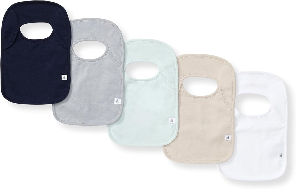 Burt’s Bees Baby Unisex Baby Bibs, Lap-Shoulder Drool Cloths, 100% Organic Cotton with Absorbent Terry Towel Backing Bibs