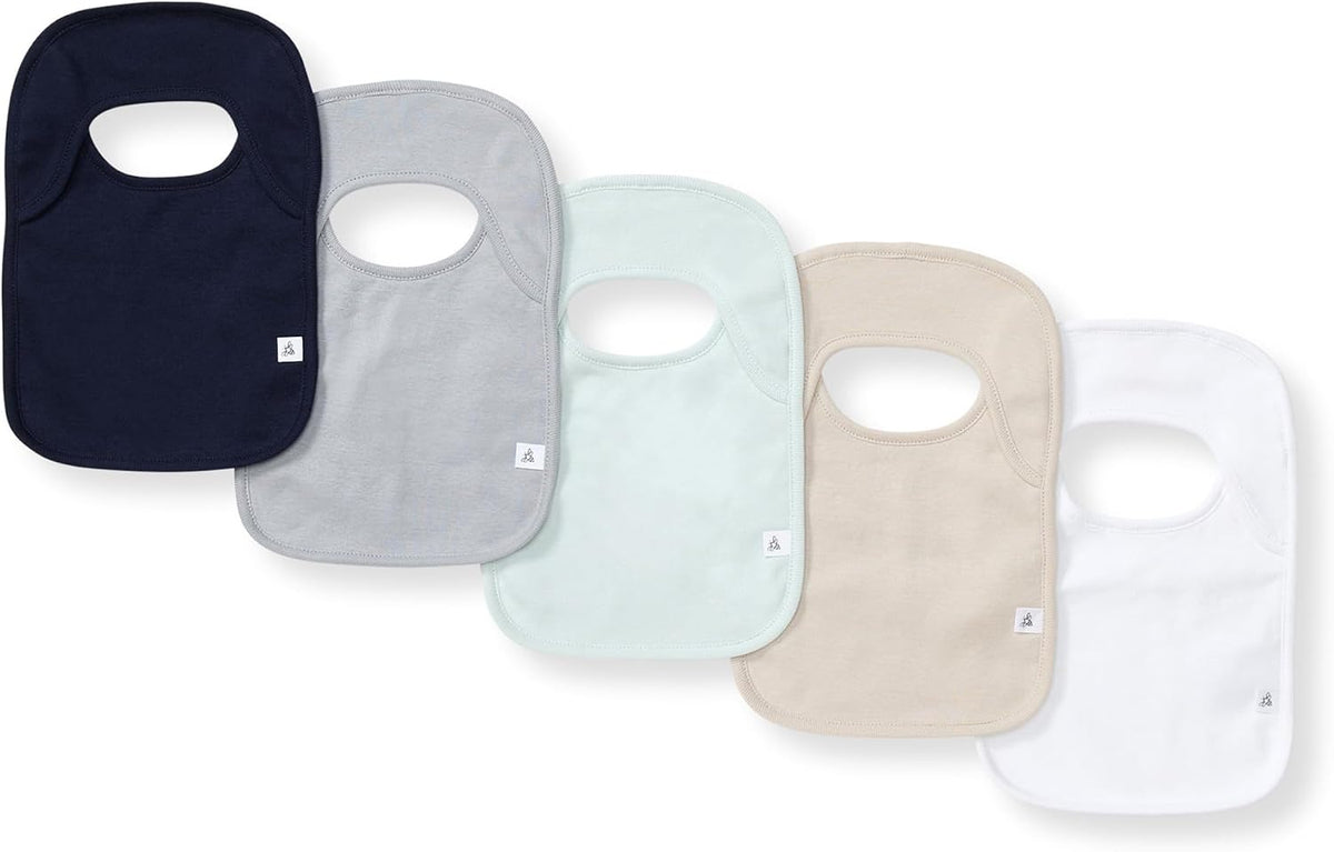 Burt’s Bees Baby Unisex Baby Bibs, Lap-Shoulder Drool Cloths, 100% Organic Cotton with Absorbent Terry Towel Backing Bibs