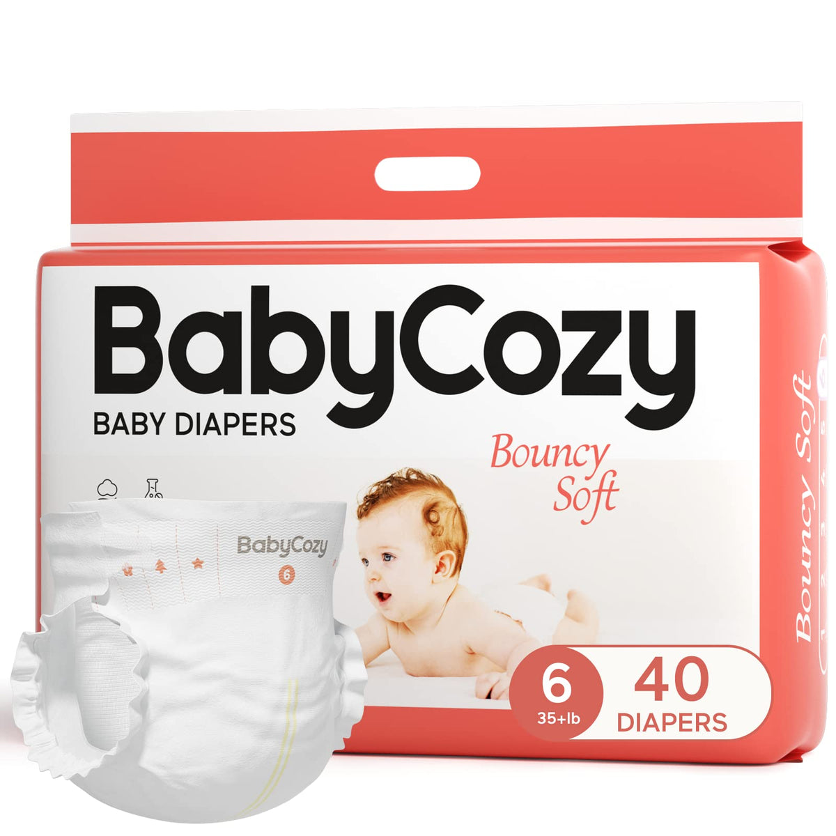 Newborn Baby Diapers Size 2(12-18lb) 74 Count Babycozy Bouncy Soft Diapers Hypoallergenic, Dry Disposable Diapers with Softer Touch 0.8D Diaper &10 Micron Velvet Fiber to Protect Sensitive Infant Skin