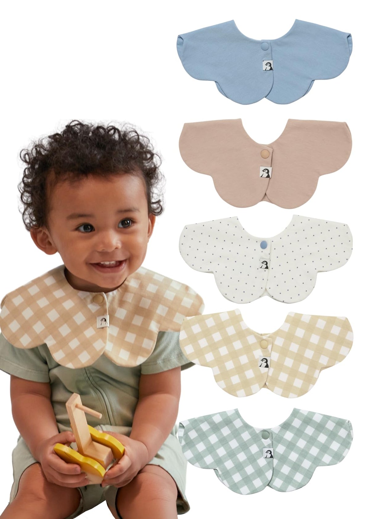 Konny Baby Bib 3/5/7-Pack Set, 360 ° Rotate, Soft and Absorbent Drooling for Toddler Boys Girls Baby Essentials