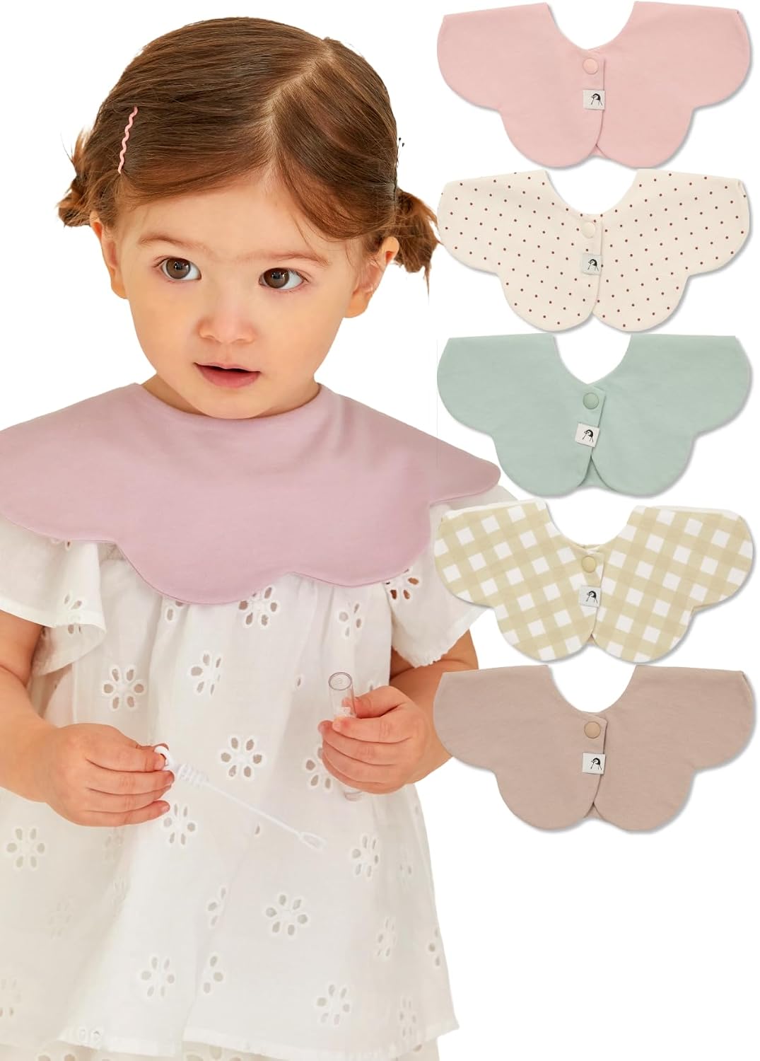 Konny Baby Bib 3/5/7-Pack Set, 360 ° Rotate, Soft and Absorbent Drooling for Toddler Boys Girls Baby Essentials