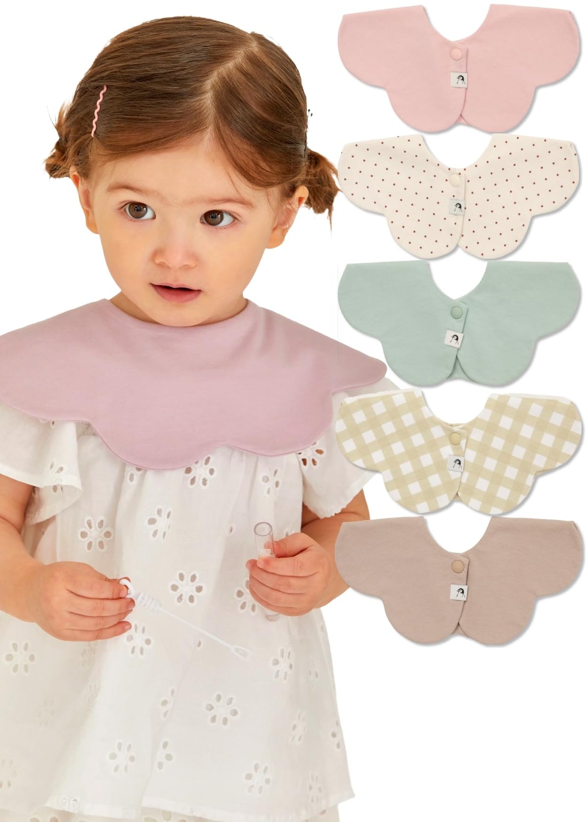 Konny Baby Bib 3/5/7-Pack Set, 360 ° Rotate, Soft and Absorbent Drooling for Toddler Boys Girls Baby Essentials