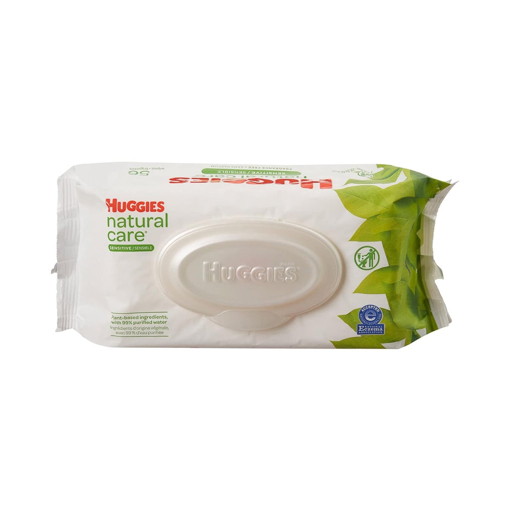 Huggies Natural Care Fragrance Free Baby Wipes, 112 Total Wipes 56 Count Each (Pack of 2)