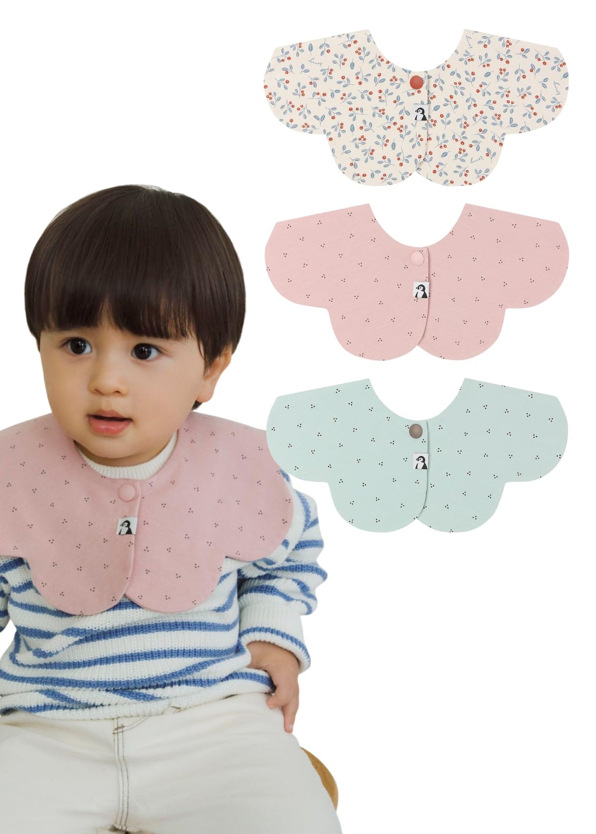 Konny Baby Bib 3/5/7-Pack Set, 360 ° Rotate, Soft and Absorbent Drooling for Toddler Boys Girls Baby Essentials