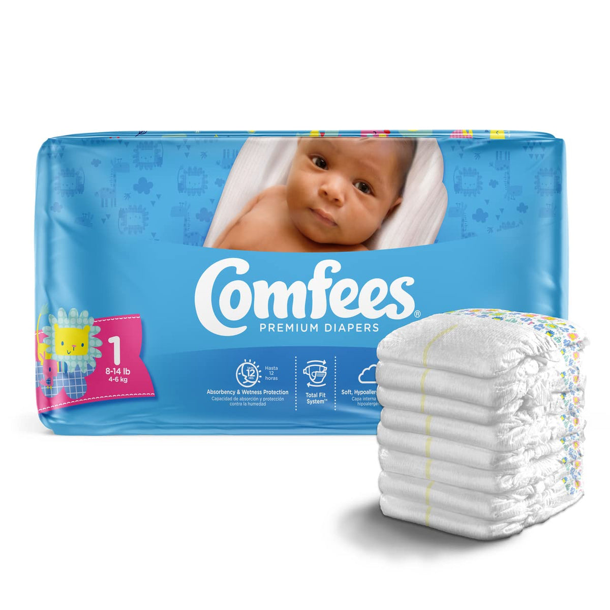 Comfees Premium Baby Diapers with Total Fit System for Boys & Girls, Size 5, 27Count, CMF-5