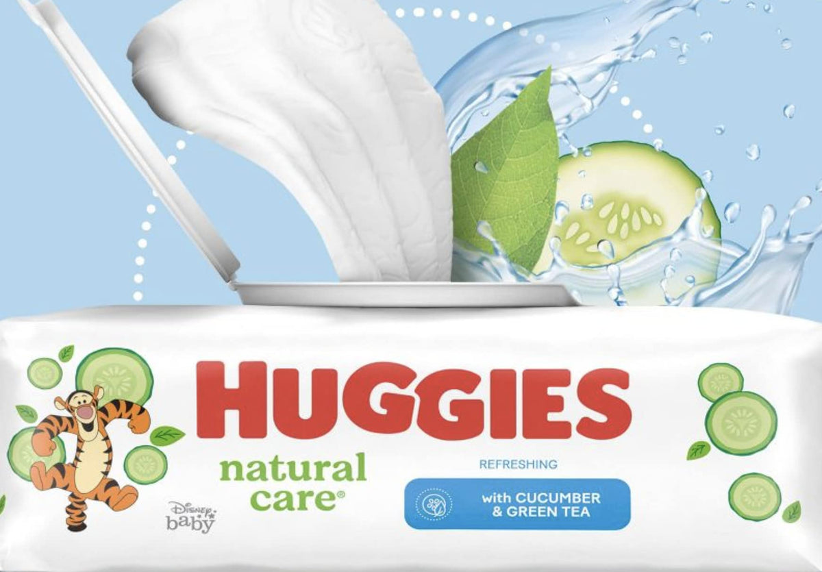 Huggies Natural Care Cucumber, Aloe and Vitamin E Baby Wipes, Hypoallergenic, Scented, 10 Flip-Top Packs (560 Wipes Total), Packaging May Vary