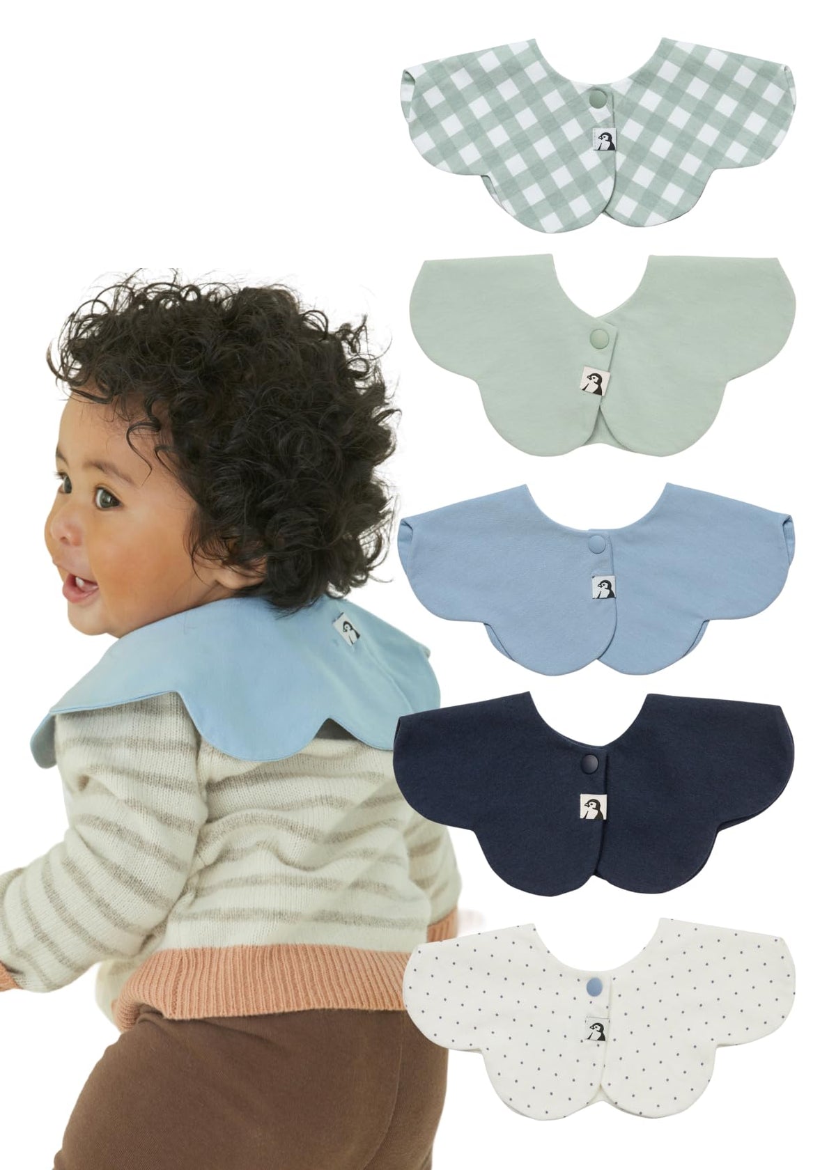 Konny Baby Bib 3/5/7-Pack Set, 360 ° Rotate, Soft and Absorbent Drooling for Toddler Boys Girls Baby Essentials