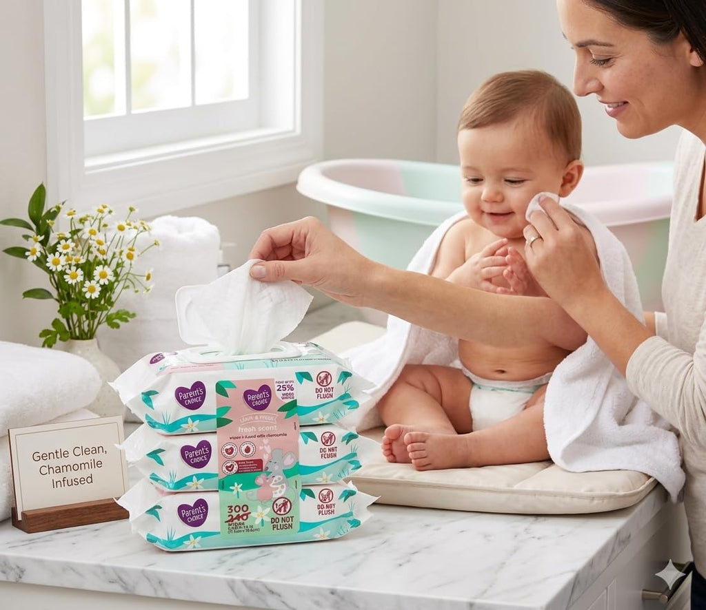Parent’s Choice Fresh Scent Baby Wipes, 300 Count, Pink Green White Packaging