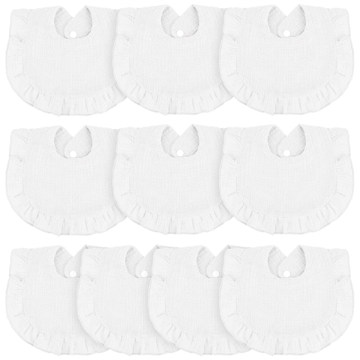 Seematn 10 Pcs Baby Muslin Bibs for Unisex Girls & Boys Drool Bibs Bandana Ruffle Soft Cotton for Newborn Infants Toddlers(Retro Colors)