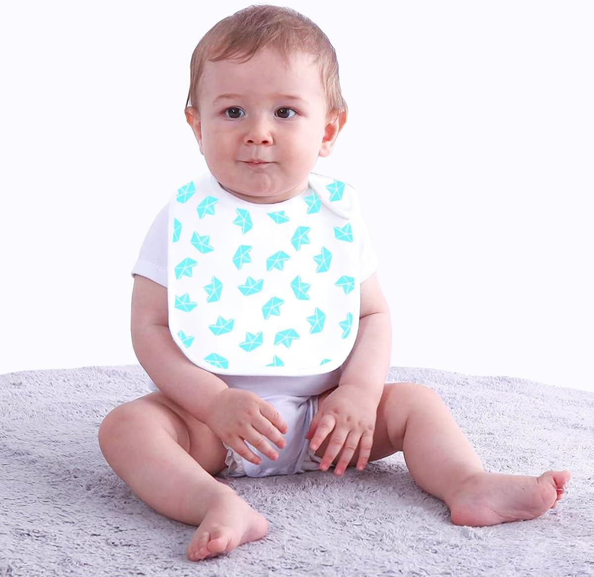Baby Bibs Soft and Absorbent Cotton Bandana Bibs Set for Boys Girls Newborn Unisex Plain Color 3-36 Months