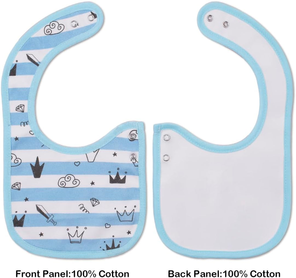 Maiwa 6 Pack Waterproof Cotton Baby Bibs for Girls Boys for Drooling Eating with Snaps