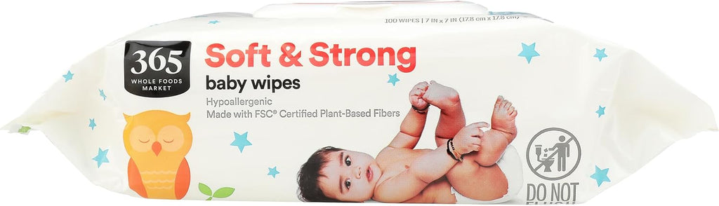 365 by Whole Foods Market, Soft & Strong Disposable Baby Wipes, Fragrance-Free, 100 Count