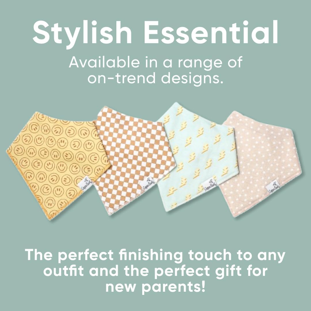 Copper Pearl Baby Bibs 4 Pack & 6 Pack, Bandana Drool Bibs for Baby Girl & Boy, Soft Cotton Bibs for Drooling and Teething