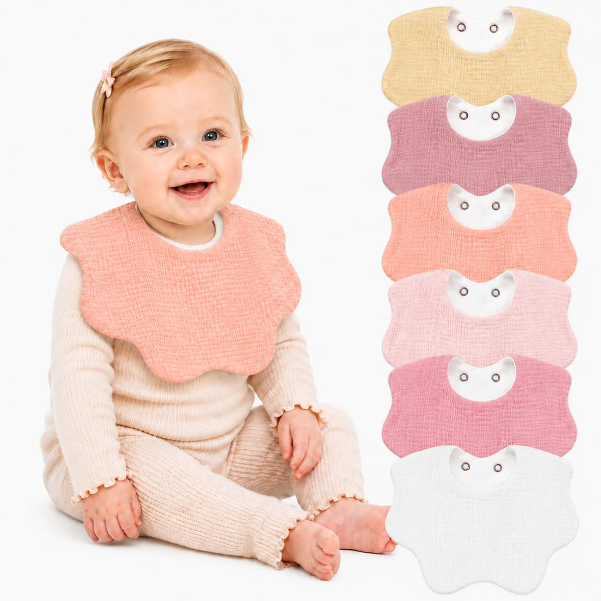 NISXABEBE 6 Pack Baby Muslin Bandana Bibs for Drooling and Teething