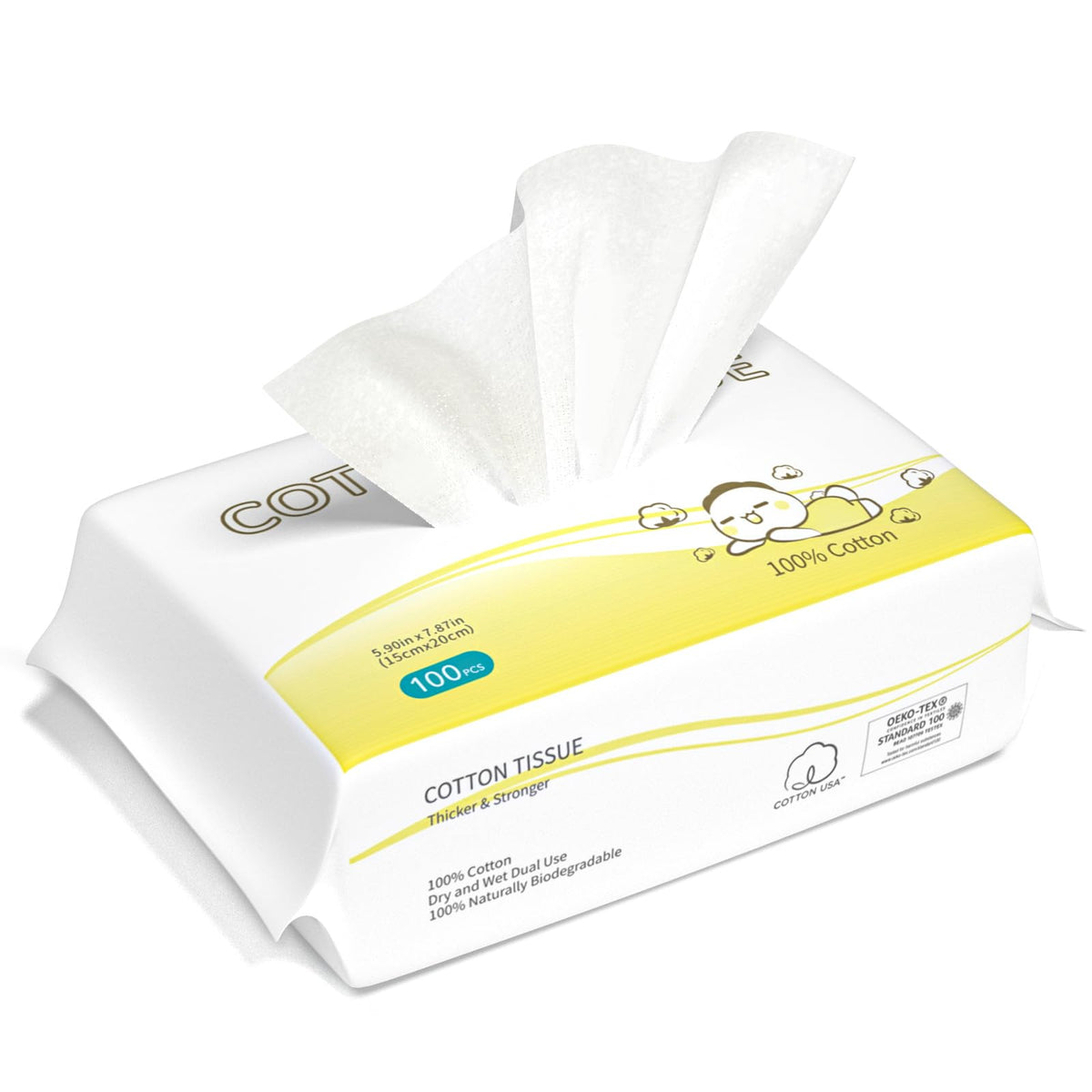 Winner Baby Dry Wipes, 100% Cotton, 600 Count (Pack of 6)