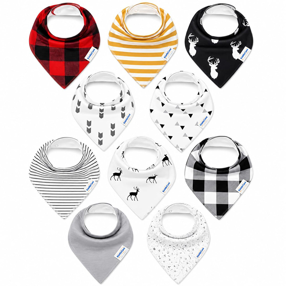 KiddyStar Premium Organic Cotton Bibs for Drooling & Teething Babies