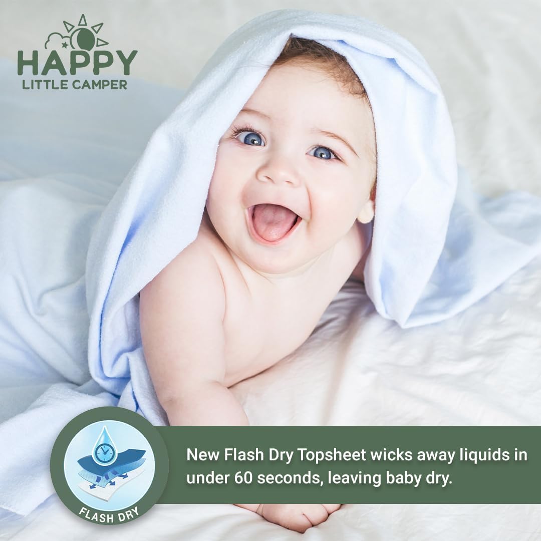 Happy Little Camper Natural Flushable Wipes - Hypoallergenic Wet Wipes with Aloe Vera, Chamomile and Pomegranate Extract - Unscented Baby Wipes Safe for Sensitive Skin - 150 Count