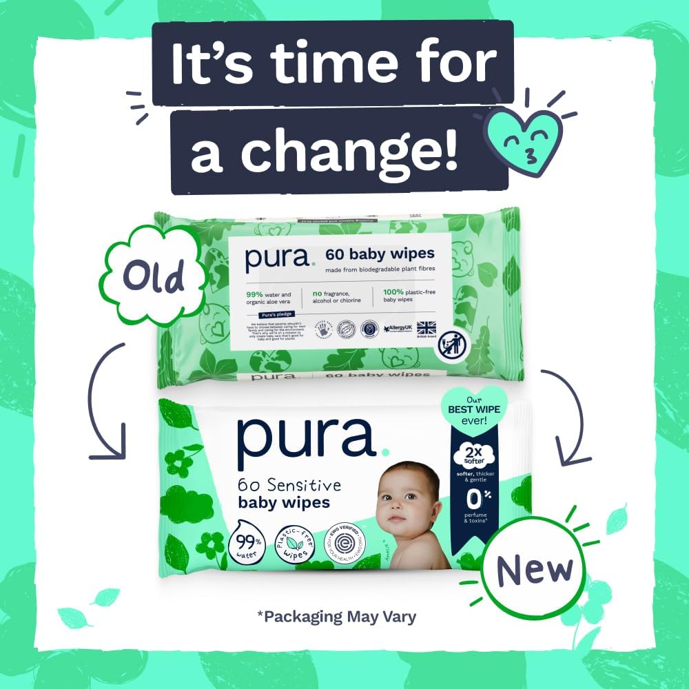 Pura Baby Wipes Unscented 600 Count Sensitive Skin with Aloe Vera