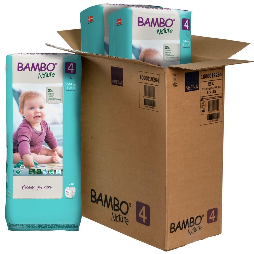 Bambo Nature Hypoallergenic Baby Diapers, Eco-Labeled Diapers, Enhanced Leakage Protection, Totally Chlorine-Free, Skin Friendly, and Super Absorbent - Size 2 (30 Count)