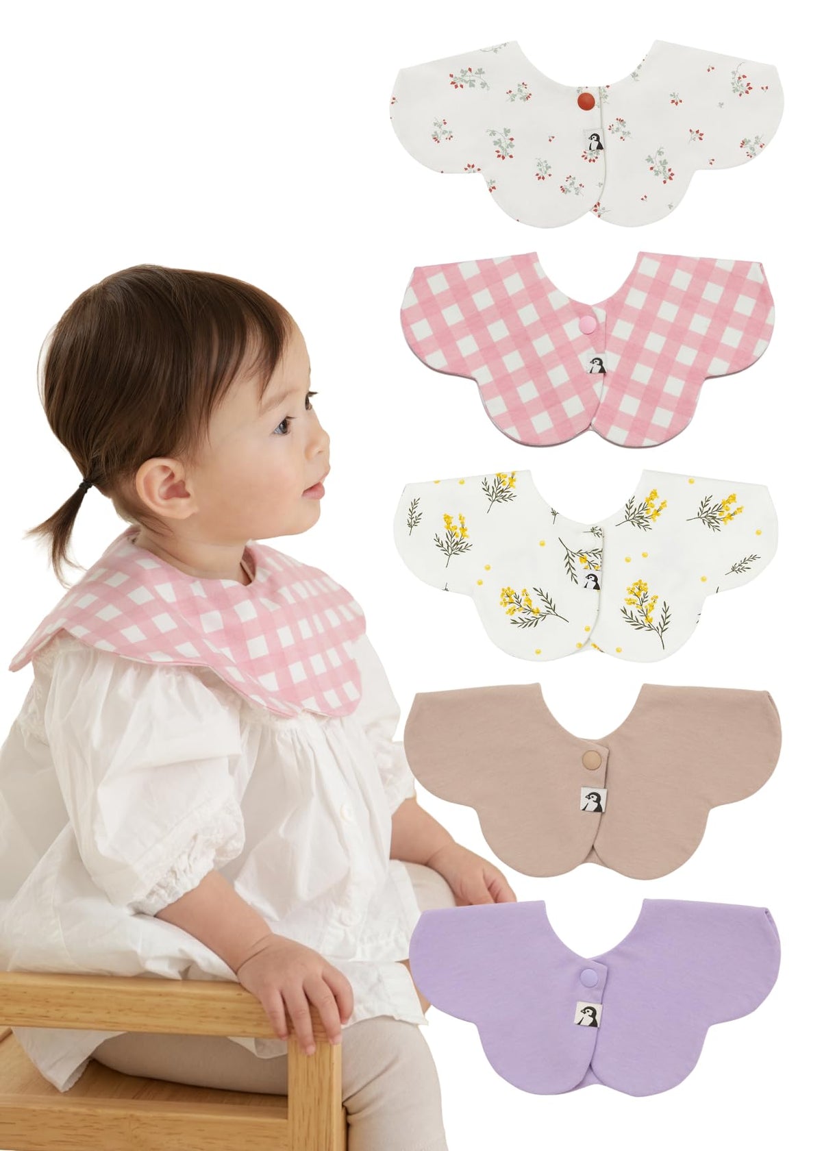 Konny Baby Bib 3/5/7-Pack Set, 360 ° Rotate, Soft and Absorbent Drooling for Toddler Boys Girls Baby Essentials