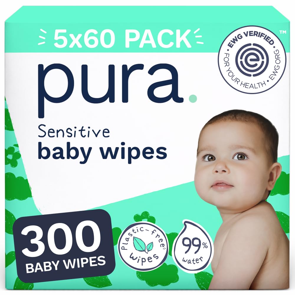 Pura Baby Wipes Unscented 600 Count Sensitive Skin with Aloe Vera