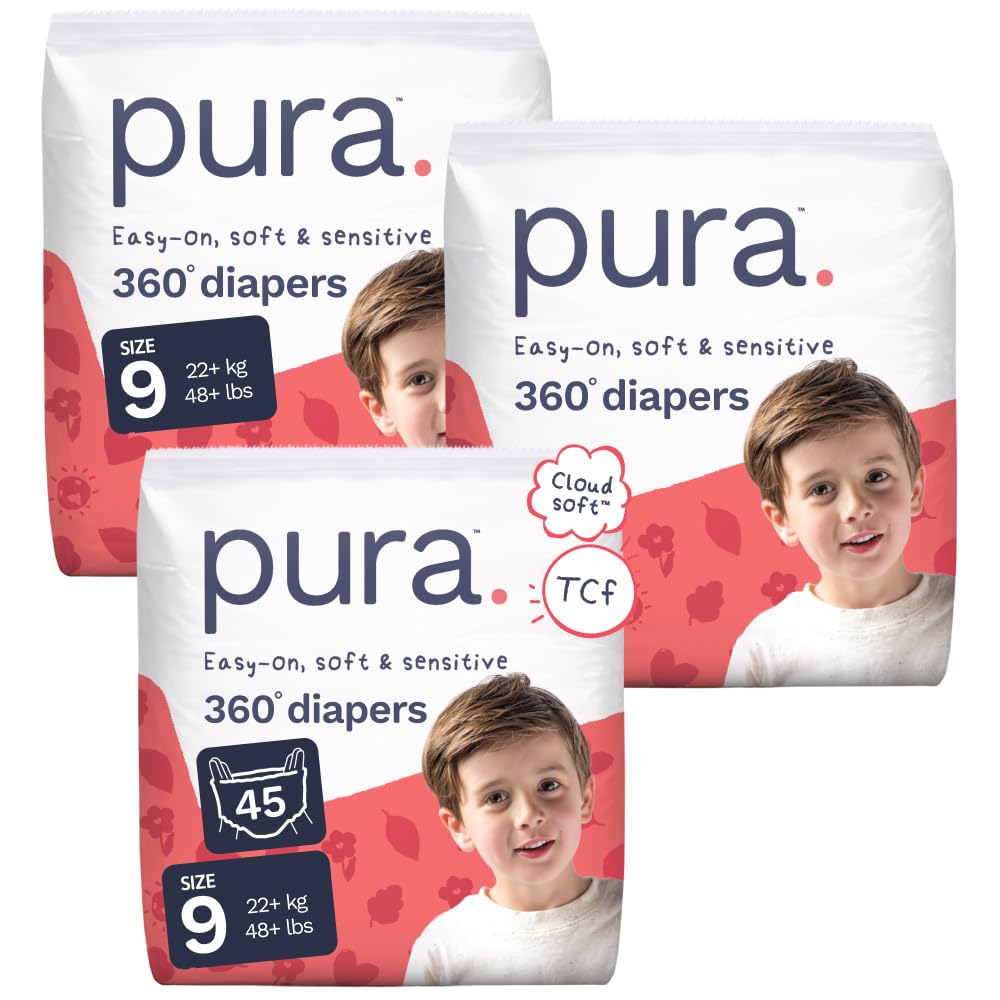 Pura 360° Stretch Diaper Pants Size 9 (48+ lbs) 45 Count