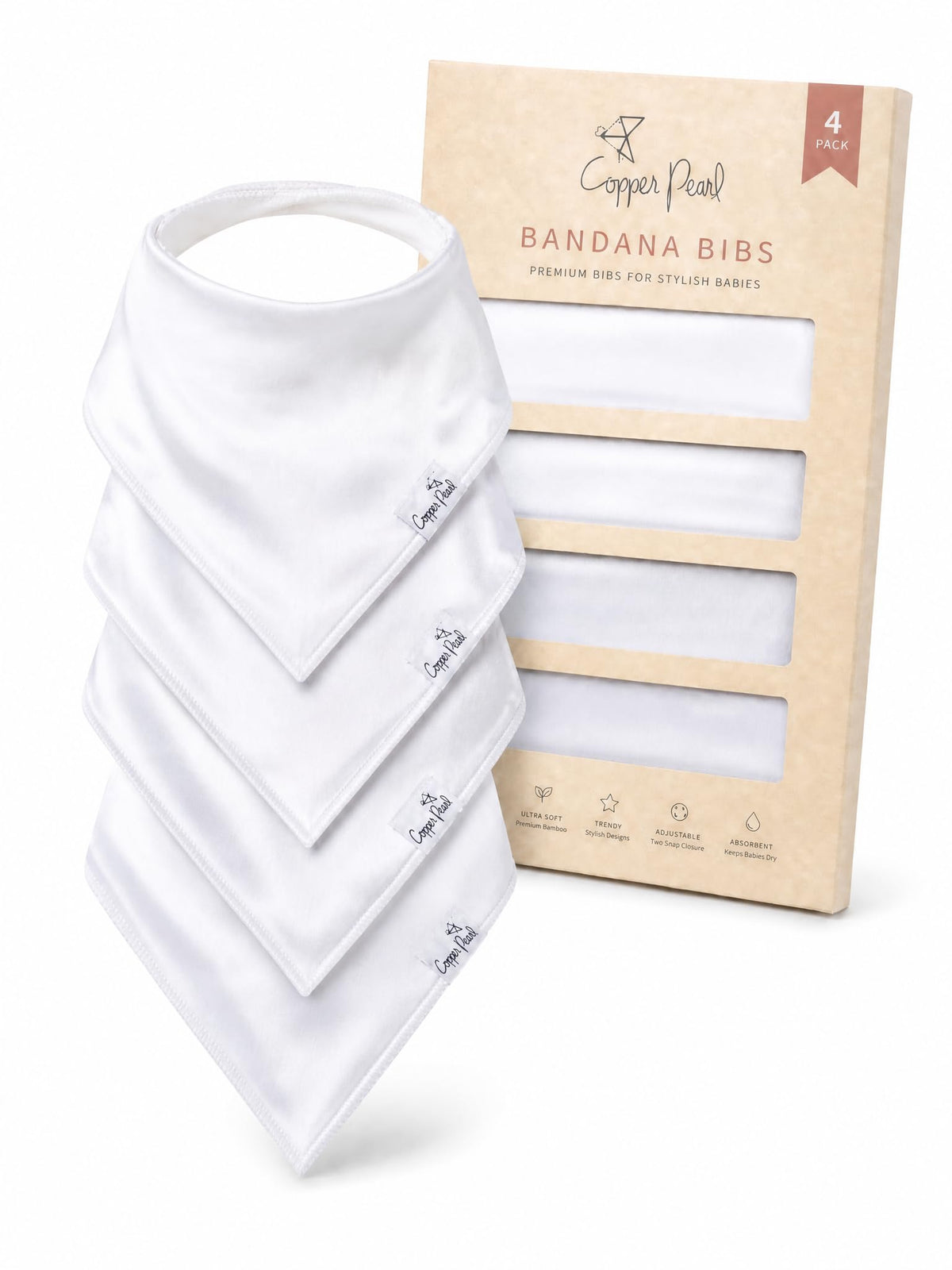 Copper Pearl Baby Bibs 4 Pack & 6 Pack, Bandana Drool Bibs for Baby Girl & Boy, Soft Cotton Bibs for Drooling and Teething