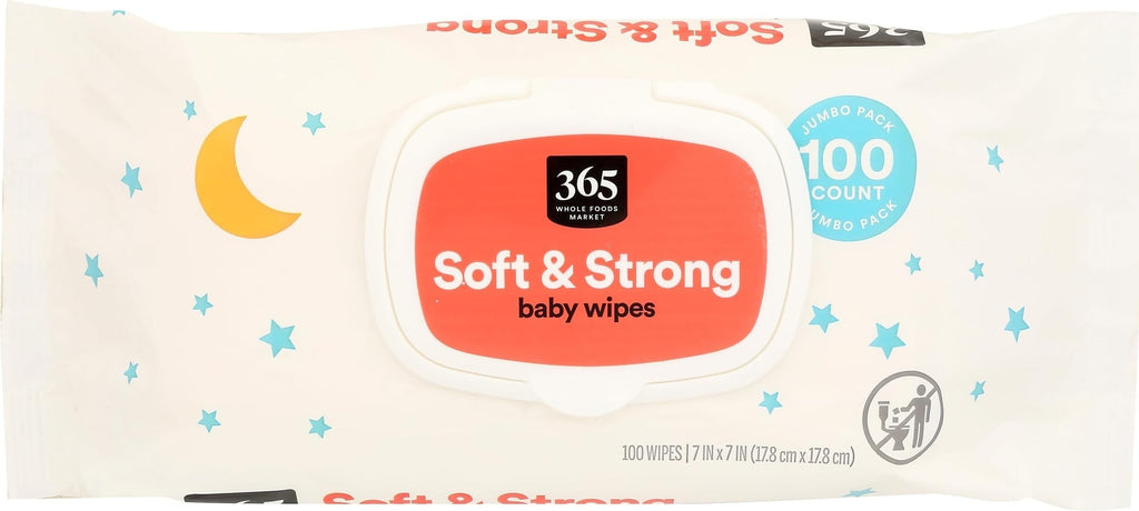 365 by Whole Foods Market, Soft & Strong Disposable Baby Wipes, Fragrance-Free, 100 Count