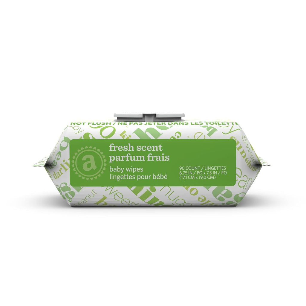 Amazon Elements Baby Wipes, Fresh Scent, Flip-Top Packs, Alcohol-Free, With Cucumber and Aloe, 810 Count, 9 Packs of 90