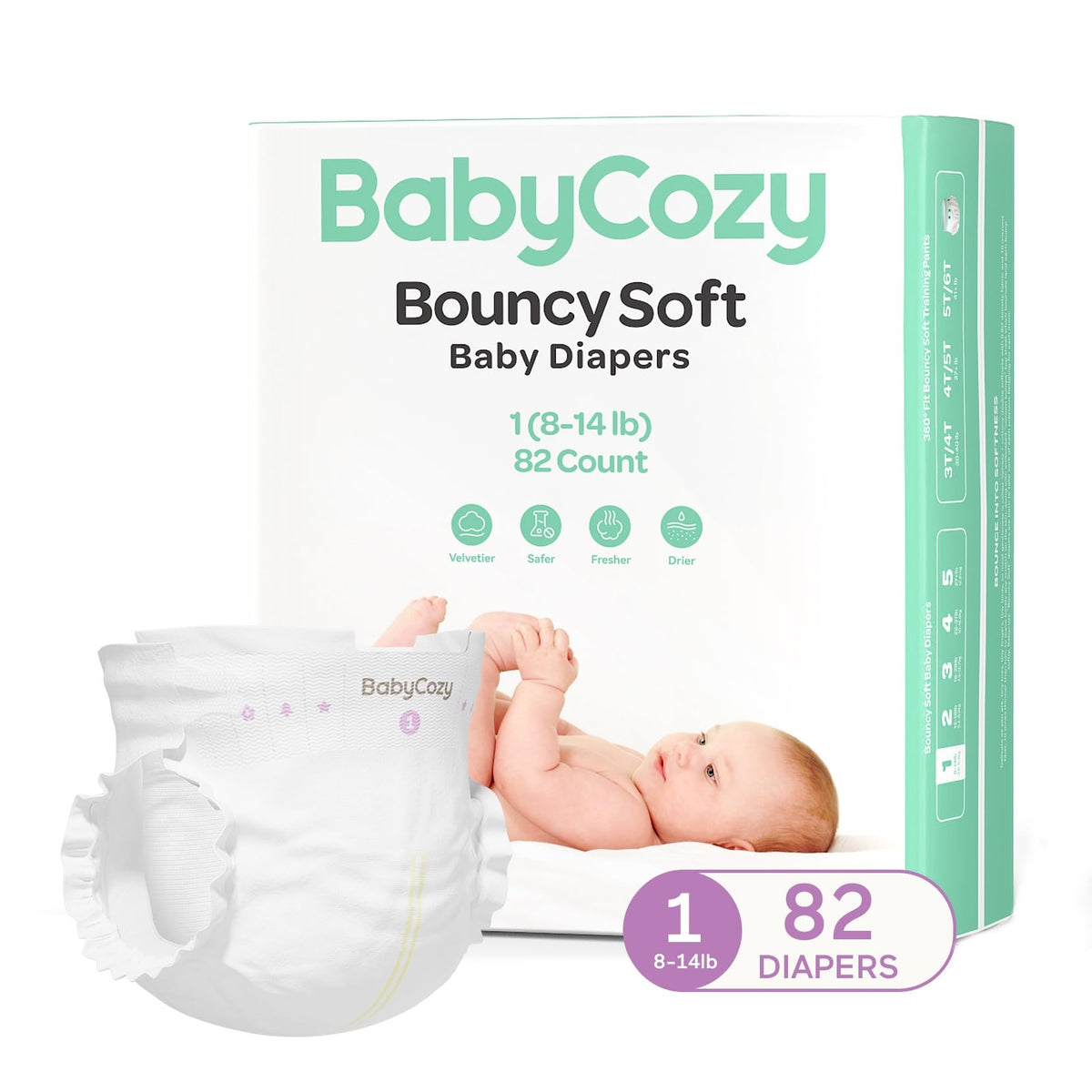 Baby Diapers Size 3(16-28lb),66 Count Babycozy Dry Disposable Diapers,Bouncy Soft Diapers Hypoallergenic Without Chlorine, Eco Friendly,Stop Overnight Diapers Leak