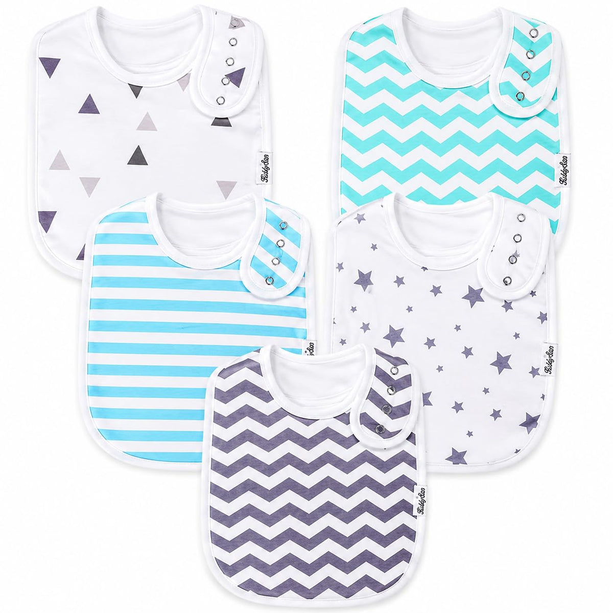 KiddyStar Premium Organic Cotton Bibs for Drooling & Teething Babies
