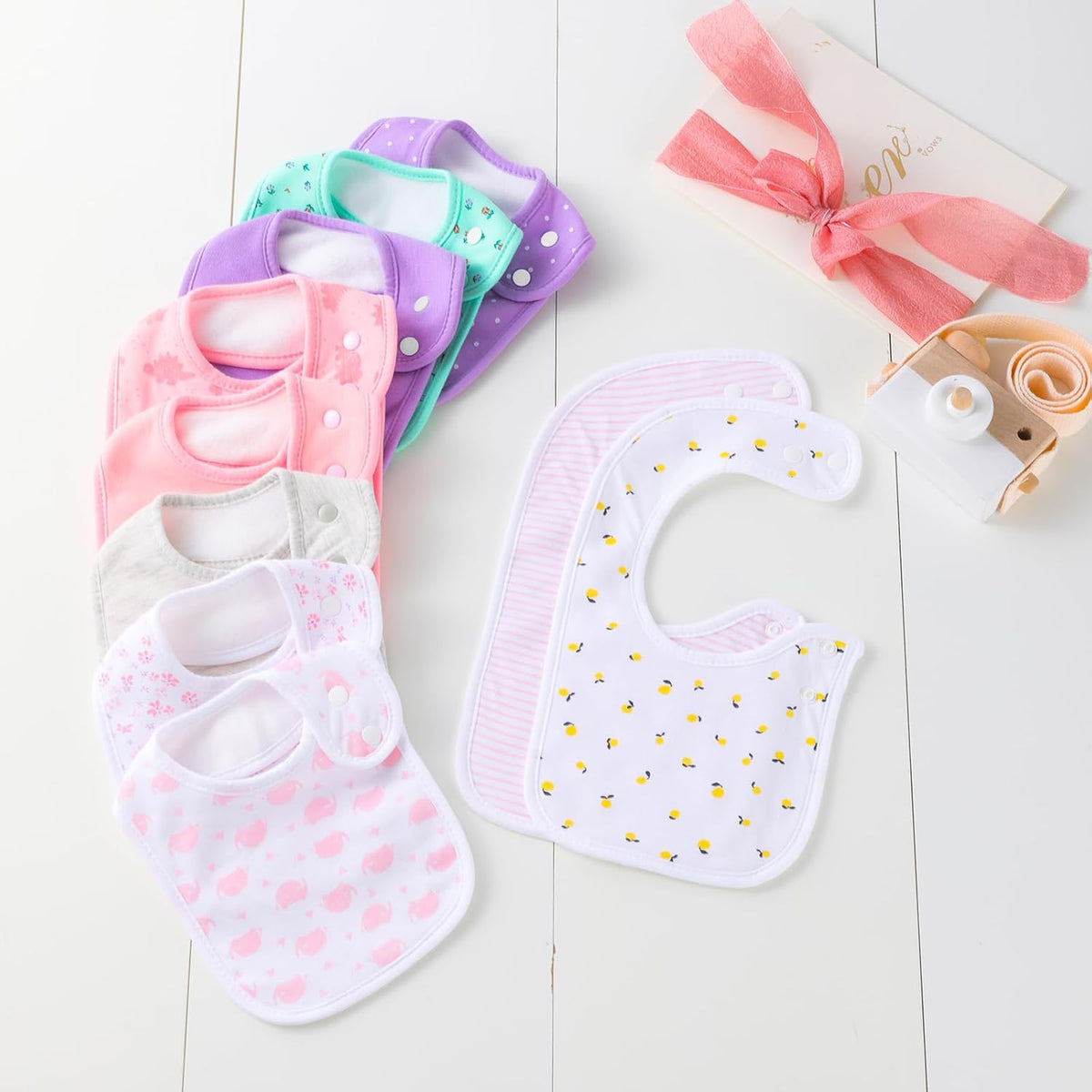 Hakochia Waterproof Baby Bibs Organic Cotton Super Soft and Absorbent With Adjustable Snap for Baby Boys and Girls