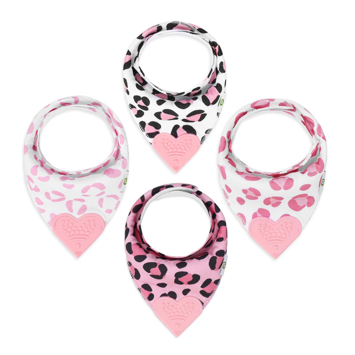 Pickle & Olive Baby Bandana Teething Bibs with Attached Silicone Teether - Set Of 4 -Solid Blues