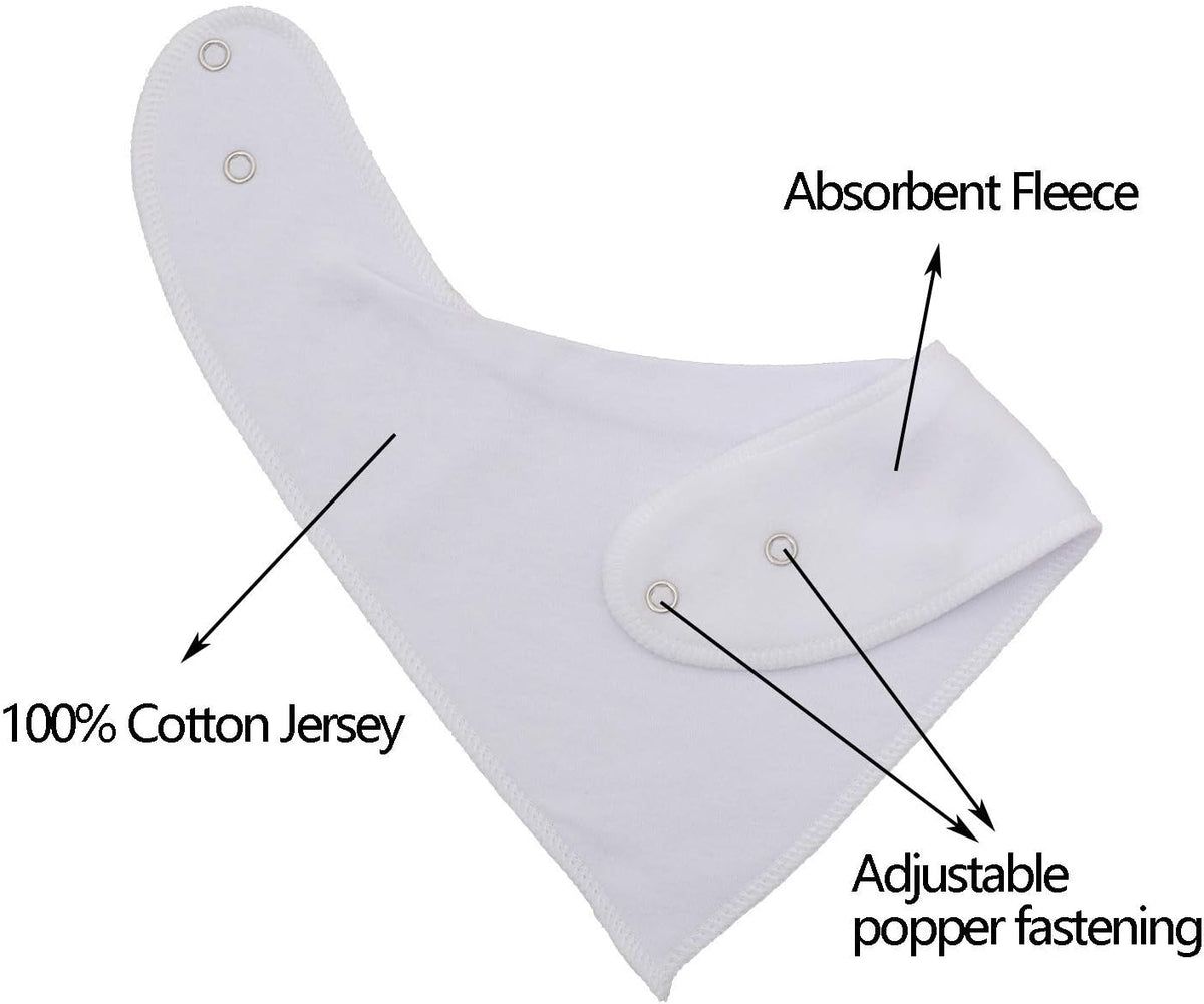 Maiwa Cotton White Bandana Drool Bibs for Baby Girl Boys for Drooling and Teething for 8 Pack