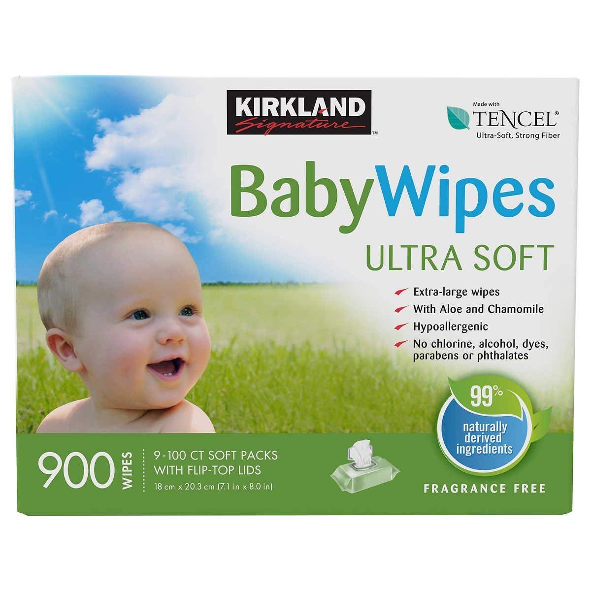 Kirkland Baby Wipes Unscented, 100 Count (Pack of 9)