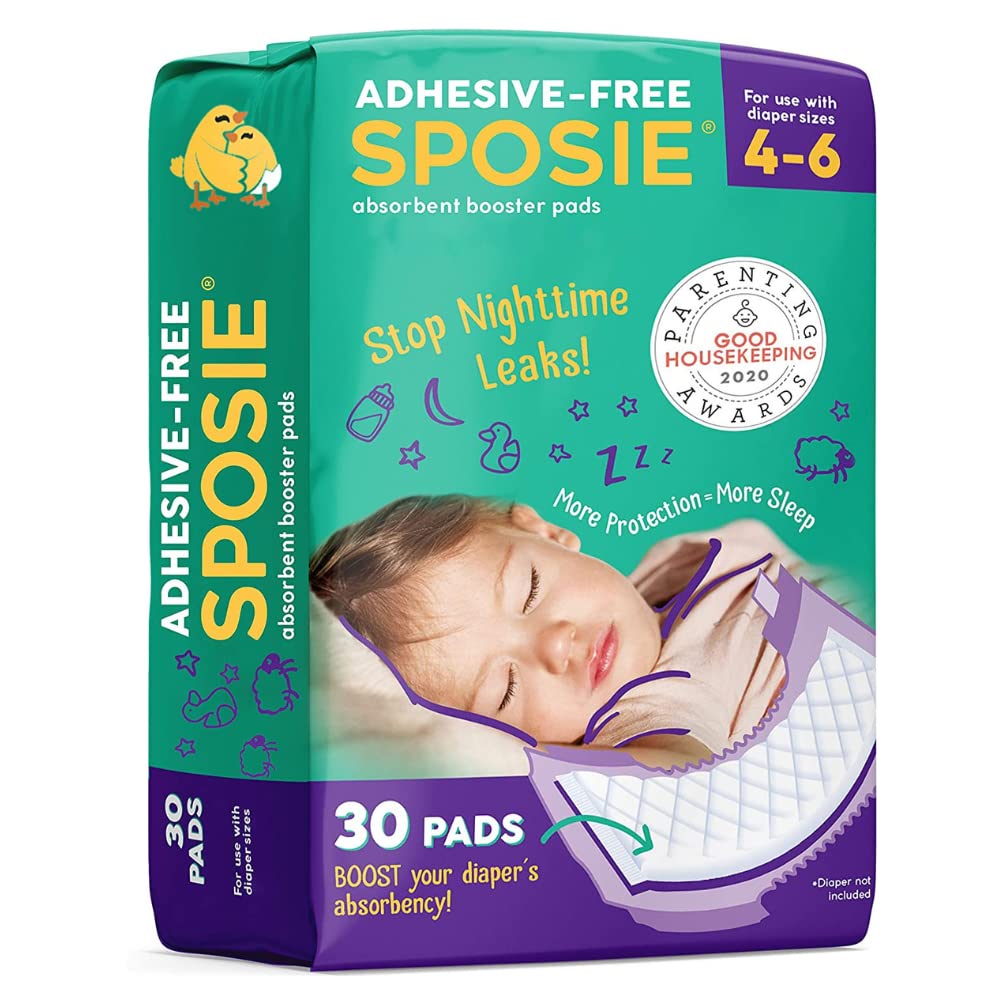 Sposie Overnight Diaper Booster Pads, Stop Diaper Leaks, Size 4-6, 90 Ct