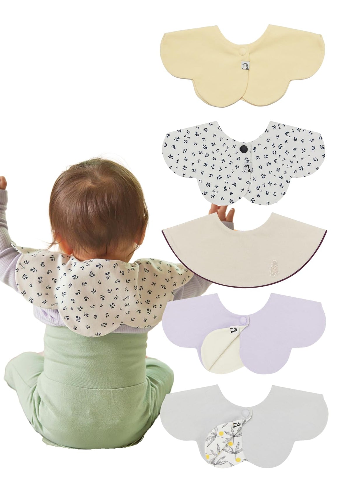 Konny Baby Bib 3/5/7-Pack Set, 360 ° Rotate, Soft and Absorbent Drooling for Toddler Boys Girls Baby Essentials