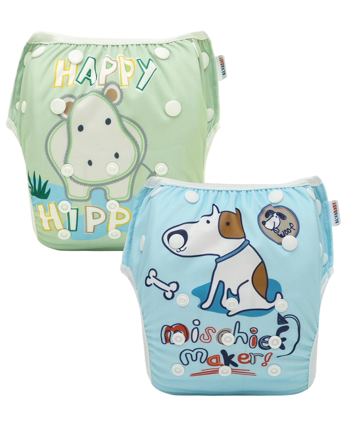 ALVABABY 3pcs Swim Diapers Baby & Toddler Snap One Size Reusable Adjustable Baby Boy Large Fish&sea-Plant 3ZSWY02