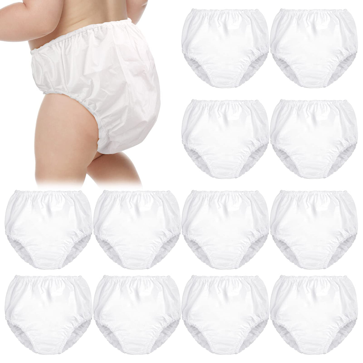 Funtery 12 Pack Plastic Potty Training Pants Waterproof Diaper